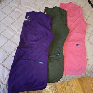 Adar Women's V-Neck Scrub Tops - Purple, Green, Pink